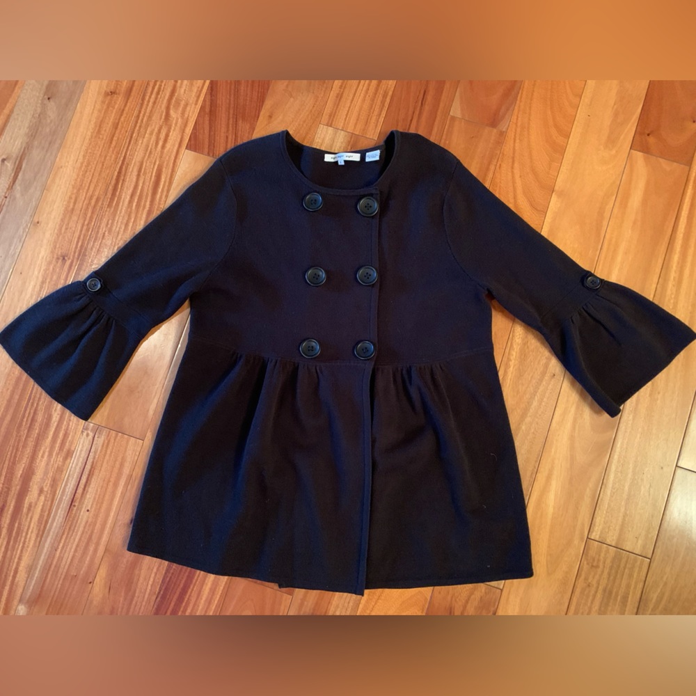 Eight Eight Eight, Women’s “Retro” Look Sweater Jacket, Buttons, Black, Size L